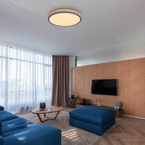 Globo Lampa sufitowa Doro, możliwość ściemniania, ciemne drewno, salon / jadalnia, drewno, nowoczesny