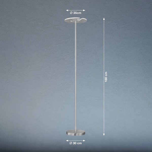 FISCHER & HONSEL Lampa stojąca LED Dent, możliwość ściemniania, aluminiowy / szary / cynkowy, salon / jadalnia, metal, nowoczesny