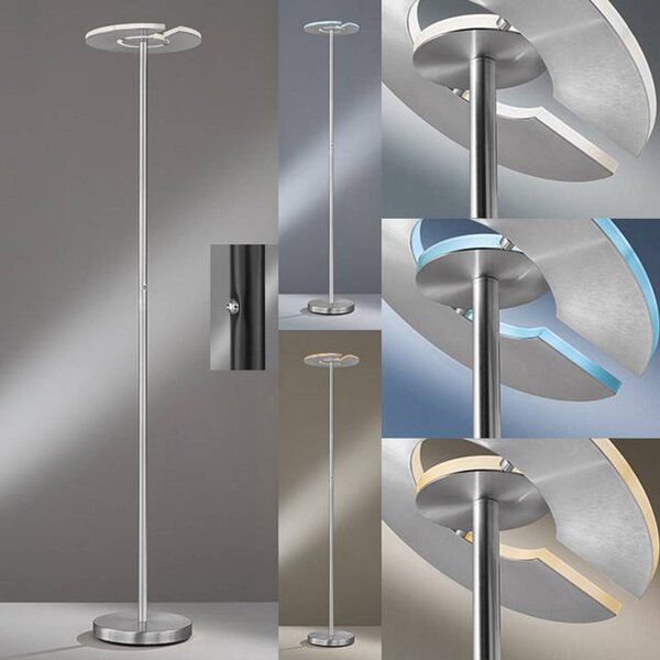 FISCHER & HONSEL Lampa stojąca LED Dent, możliwość ściemniania, aluminiowy / szary / cynkowy, salon / jadalnia, metal, nowoczesny