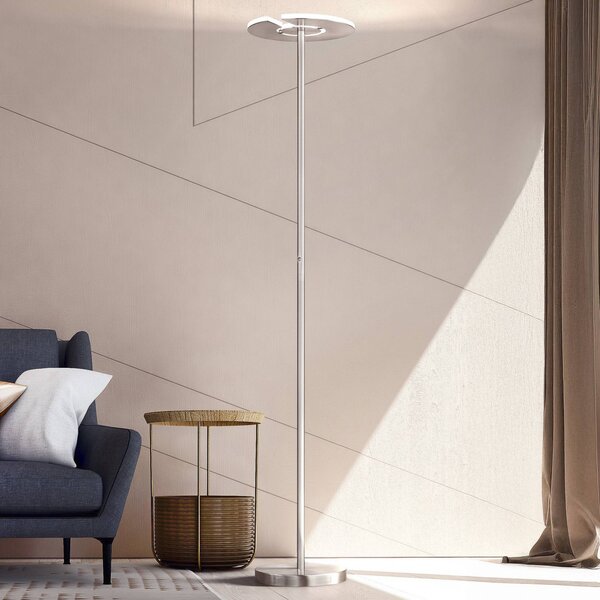 FISCHER & HONSEL Lampa stojąca LED Dent, możliwość ściemniania, aluminiowy / szary / cynkowy, salon / jadalnia, metal, nowoczesny