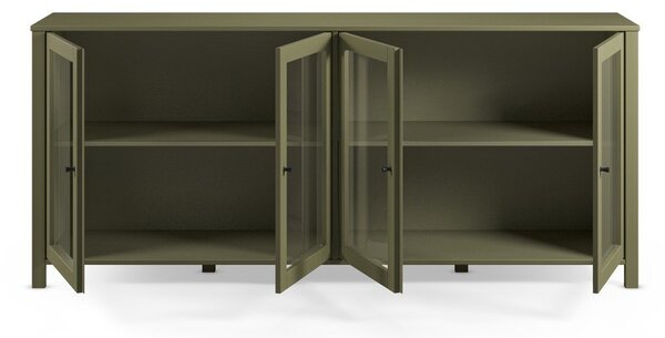 Zielona witryna z litego drewna sosnowego 186x80x40 cm Alessandra – Marckeric