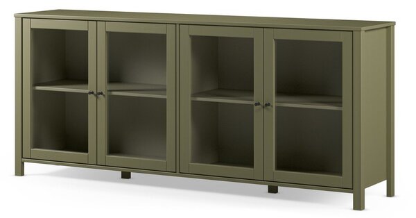 Zielona witryna z litego drewna sosnowego 186x80x40 cm Alessandra – Marckeric
