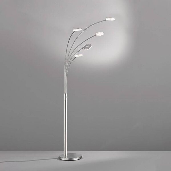 FISCHER & HONSEL Lampa stojąca LED Dent, możliwość ściemniania, aluminiowy / szary / cynkowy, salon / jadalnia, metal, nowoczesny