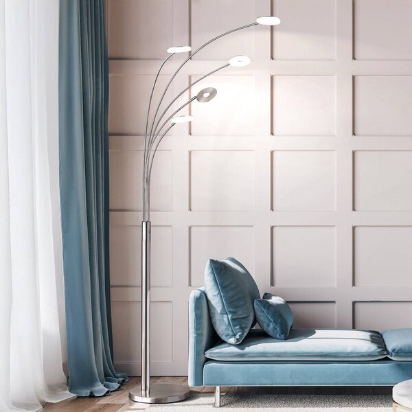 FISCHER & HONSEL Lampa stojąca LED Dent, możliwość ściemniania, aluminiowy / szary / cynkowy, salon / jadalnia, metal, nowoczesny