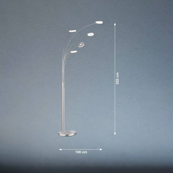 FISCHER & HONSEL Lampa stojąca LED Dent, możliwość ściemniania, aluminiowy / szary / cynkowy, salon / jadalnia, metal, nowoczesny