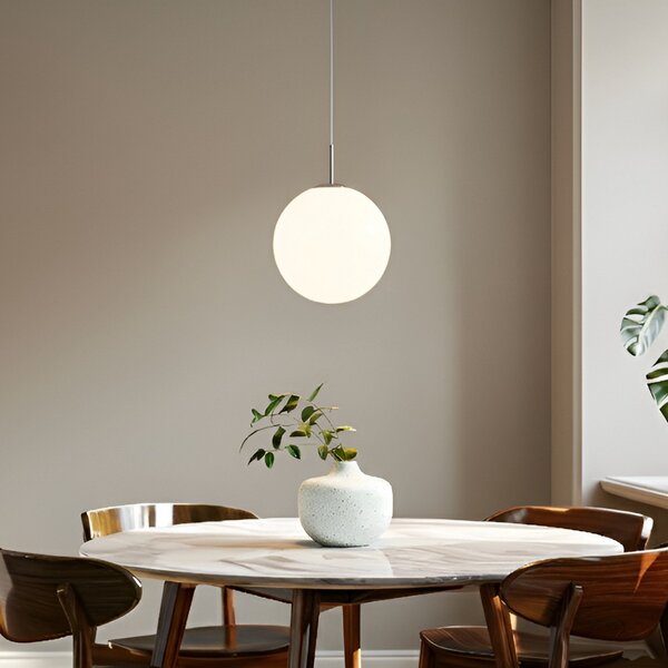 Lampa Wisząca Lindby, Marike, ściemnialny, biały, salon, szkło, nowoczesny