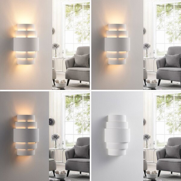 Lampa Ścienna Lindby, Marit, ściemnialny, biały, salon, gips | glina, nowoczesny