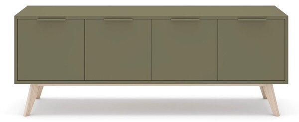 Zielona szafka pod TV z matowym wykończeniem 140x53x40 cm Campus – Marckeric