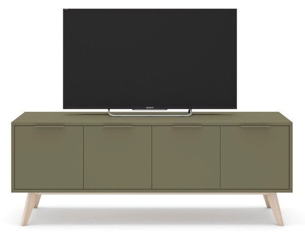 Zielona szafka pod TV z matowym wykończeniem 140x53x40 cm Campus – Marckeric