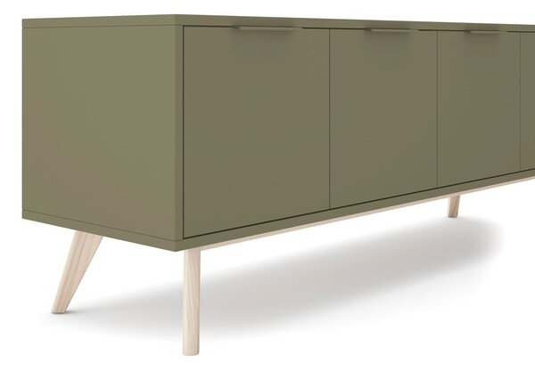 Zielona szafka pod TV z matowym wykończeniem 140x53x40 cm Campus – Marckeric