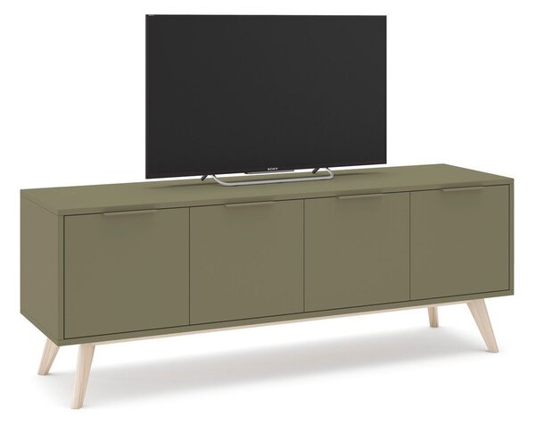 Zielona szafka pod TV z matowym wykończeniem 140x53x40 cm Campus – Marckeric