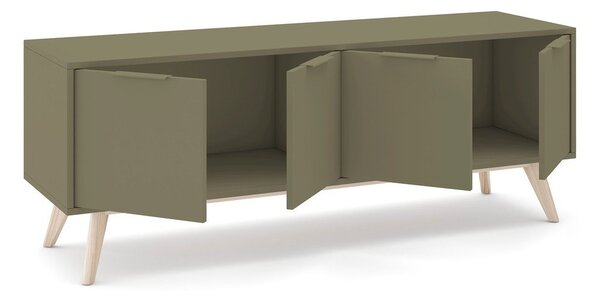 Zielona szafka pod TV z matowym wykończeniem 140x53x40 cm Campus – Marckeric