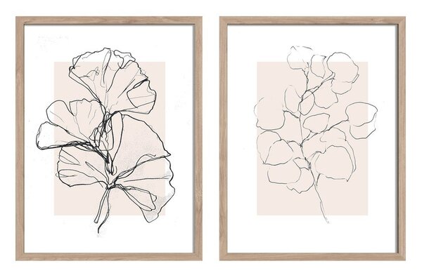 Obrazy zestaw 2 szt. drukowane z ramą w zestawie 30x40 cm Floral Set – Styler