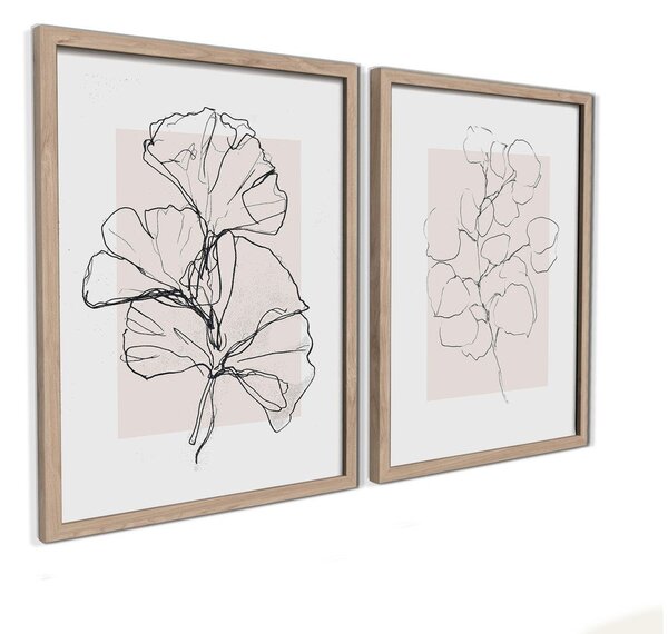 Obrazy zestaw 2 szt. drukowane z ramą w zestawie 30x40 cm Floral Set – Styler