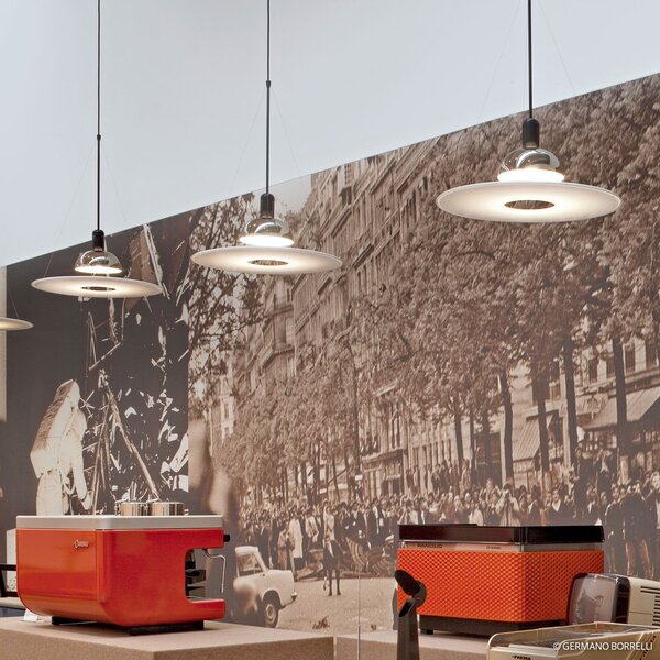 Lampa Wisząca FLOS, FRISBI, ściemnialny, biały, salon, tworzywo sztuczne, design