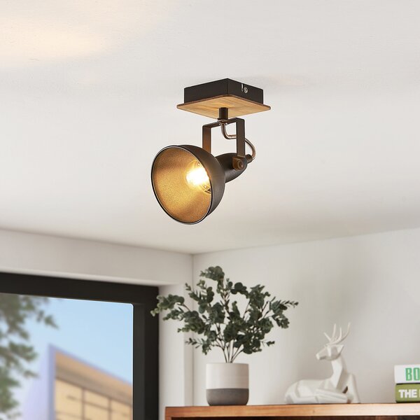 Lampa Ścienna Lindby, Aylis, ściemnialny, czarny, salon, metal, industrialny
