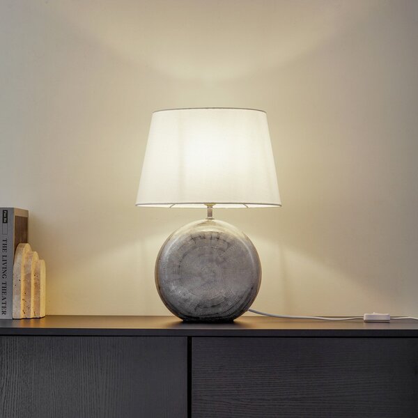Lampa Stołowa Lindby, Florentino, biały, salon, tkanina | tekstylia