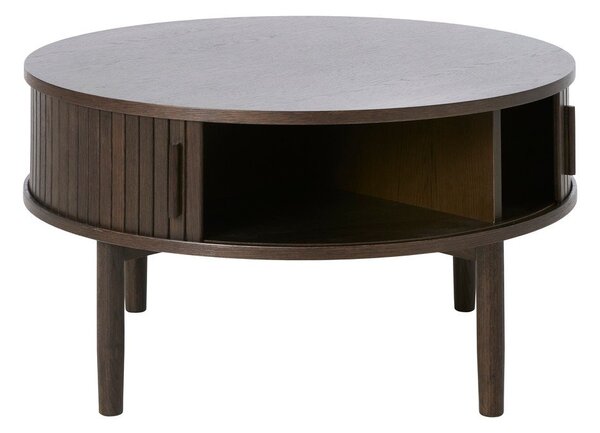 Okrągły stolik w dekorze dębu w ciemnym naturalnym kolorze ø 85 cm Meta – Unique Furniture
