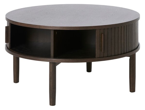 Okrągły stolik w dekorze dębu w ciemnym naturalnym kolorze ø 85 cm Meta – Unique Furniture