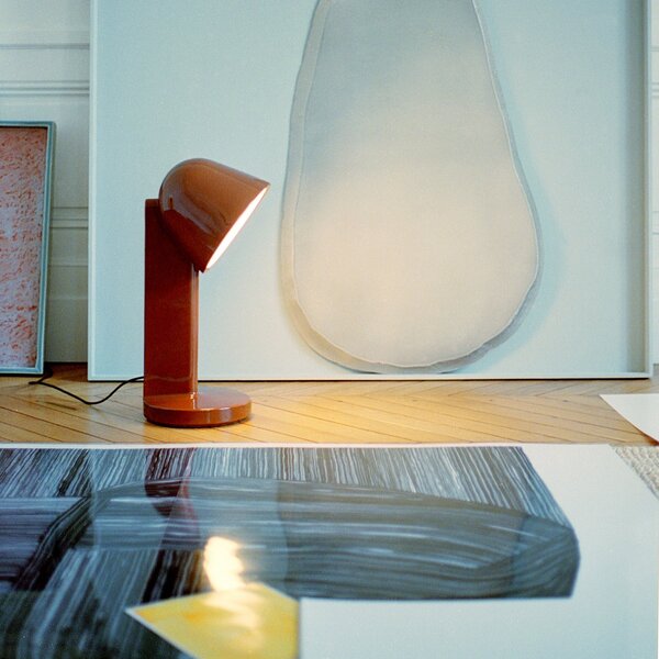 Lampa Stołowa FLOS, Céramique Down, ściemnialny, czerwony, salon, ceramika, design