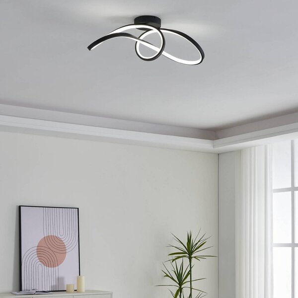 EGLO Inteligentna lampa sufitowa Connect Calarossa-Z, możliwość ściemniania, czarny, salon / jadalnia, aluminium, nowoczesny