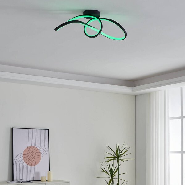 EGLO Inteligentna lampa sufitowa Connect Calarossa-Z, możliwość ściemniania, czarny, salon / jadalnia, aluminium, nowoczesny