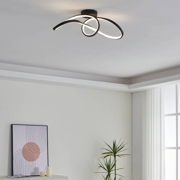 EGLO Inteligentna lampa sufitowa Connect Calarossa-Z, możliwość ściemniania, czarny, salon / jadalnia, aluminium, nowoczesny