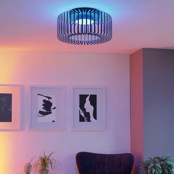 EGLO Inteligentna lampa sufitowa Connect Ginestrone-Z, możliwość ściemniania, czarny, salon / jadalnia, metal, nowoczesny