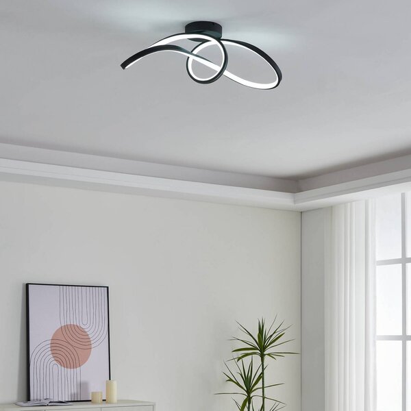 EGLO Inteligentna lampa sufitowa Connect Calarossa-Z, możliwość ściemniania, czarny, salon / jadalnia, aluminium, nowoczesny