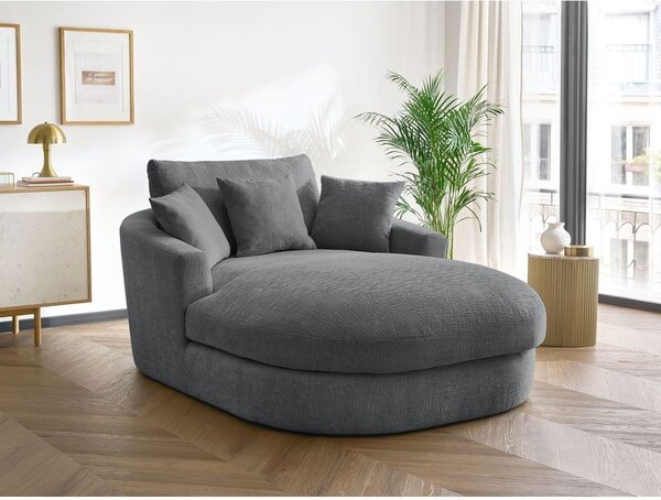 Szary fotel z tkaniny szenilowej Belem – Bobochic Paris