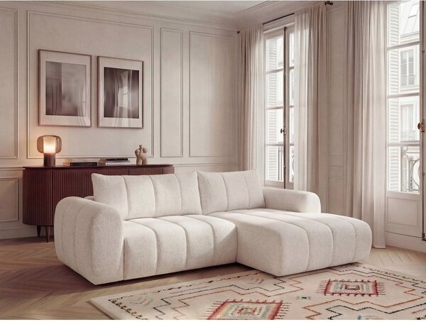 Beżowy narożnik (prawostronny/z szezlongiem) Nesty – Bobochic Paris