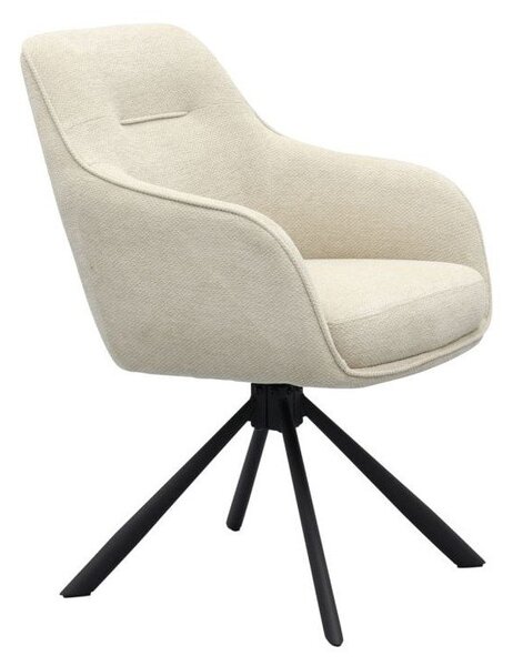 Kremowy tapicerowany fotel jadalniany z podłokietnikami Avola – Unique Furniture