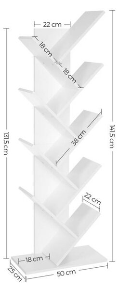 Regał stojący na książki biała LOFT 141 cm