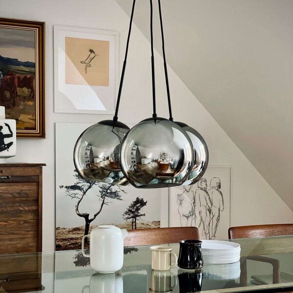 Lampa Wisząca Dyberg Larsen, Harry 3, ściemnialny, szary, salon, szkło, skandynawski