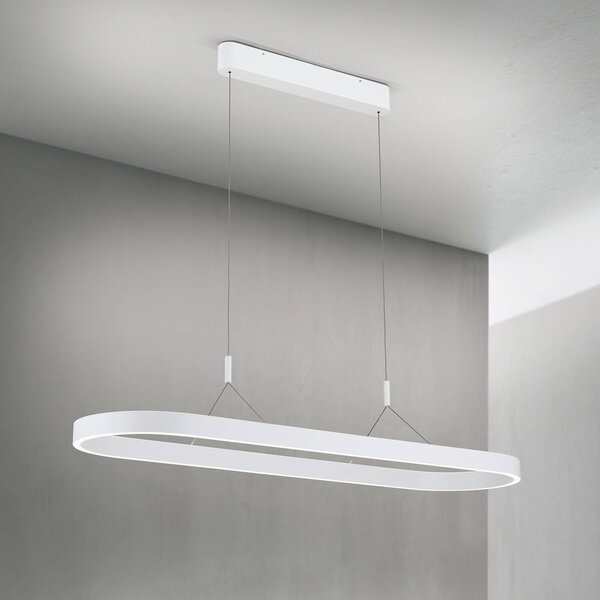 ORION Lampa wisząca Carrara, możliwość ściemniania, biały / opal, salon / jadalnia, aluminium, nowoczesny