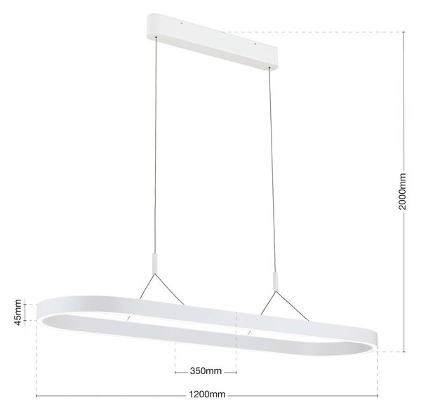 ORION Lampa wisząca Carrara, możliwość ściemniania, biały / opal, salon / jadalnia, aluminium, nowoczesny