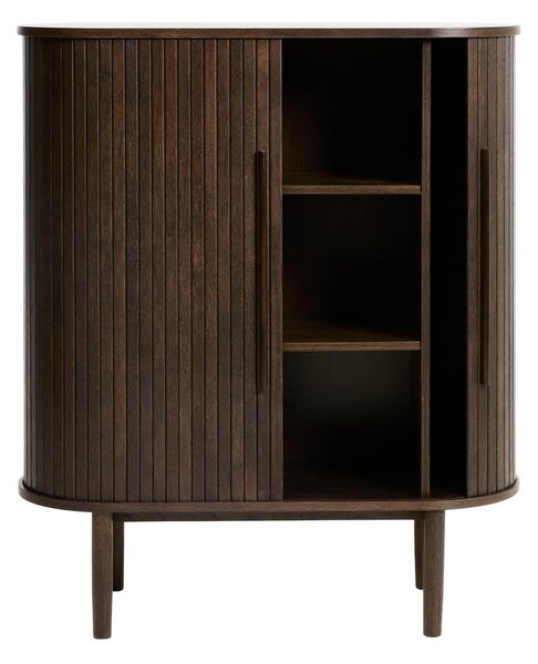 Szafka w dekorze dębu z drzwiami przesuwnymi w ciemnym naturalnym kolorze 100x118x40 cm Meta – Unique Furniture