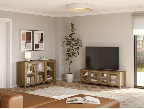 Witryna z litego drewna sosnowego w naturalnym kolorze 142x80x40 cm Alessandra – Marckeric