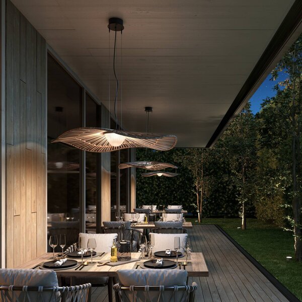 Bover lampa wisząca zewnętrzna Mediterránia, brązowa, Ø 105 cm możliwość ściemniania, brązowy / rdzawy, tworzywo sztuczne, design