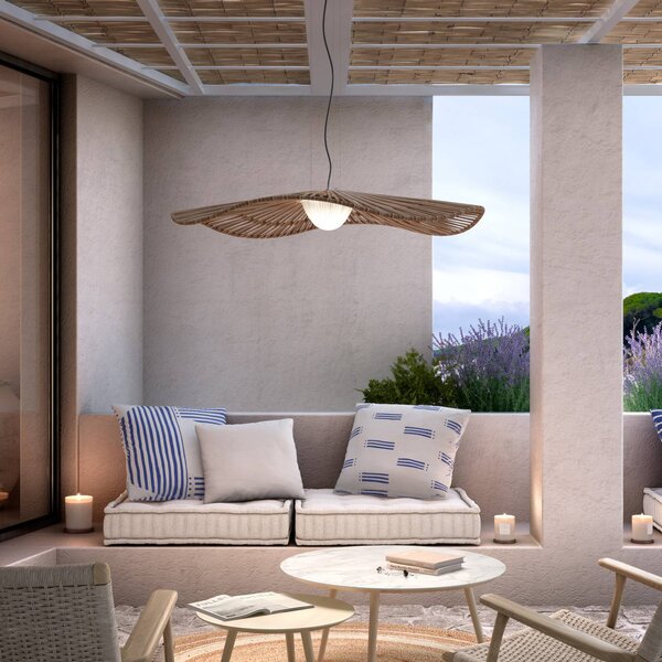 Bover lampa wisząca zewnętrzna Mediterránia, brązowa, Ø 105 cm możliwość ściemniania, brązowy / rdzawy, tworzywo sztuczne, design