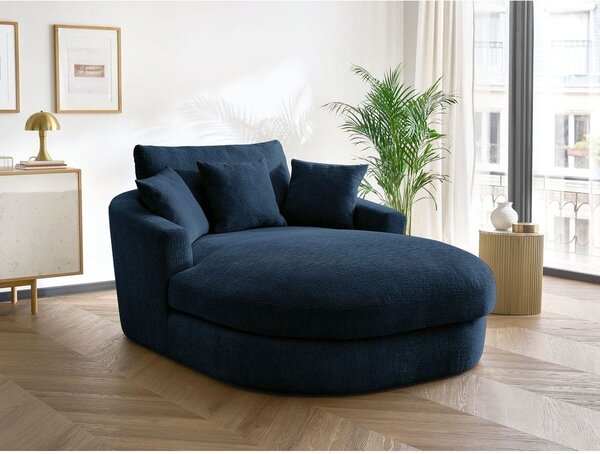 Ciemnoniebieski fotel z tkaniny szenilowej Belem – Bobochic Paris