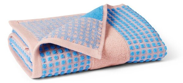 Niebiesko-różowy ręcznik z bawełny organicznej frotte 50x100 cm Check – JUNA