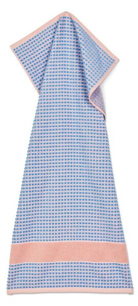 Niebiesko-różowy ręcznik z bawełny organicznej frotte 50x100 cm Check – JUNA