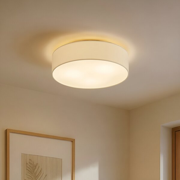 Lampa Sufitowa Lindby, Sebatin, ściemnialny, beżowy, sypialnia, tkanina | tekstylia, nowoczesny