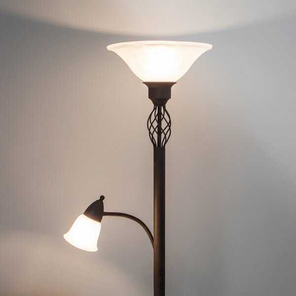 Lampa Podłogowa Lucande, Dunja, brąz rdzawy, salon, metal, dworkowy | rustykalny