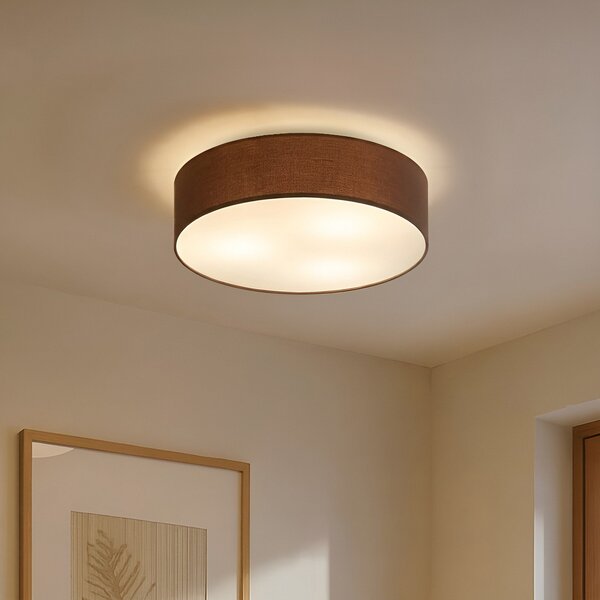 Lampa Sufitowa Lindby, Sebatin, ściemnialny, brąz rdzawy, sypialnia, tkanina | tekstylia, nowoczesny