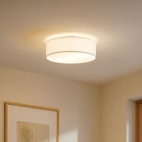Lampa Sufitowa Lindby, Sebatin, ściemnialny, beżowy, sypialnia, tkanina | tekstylia, nowoczesny