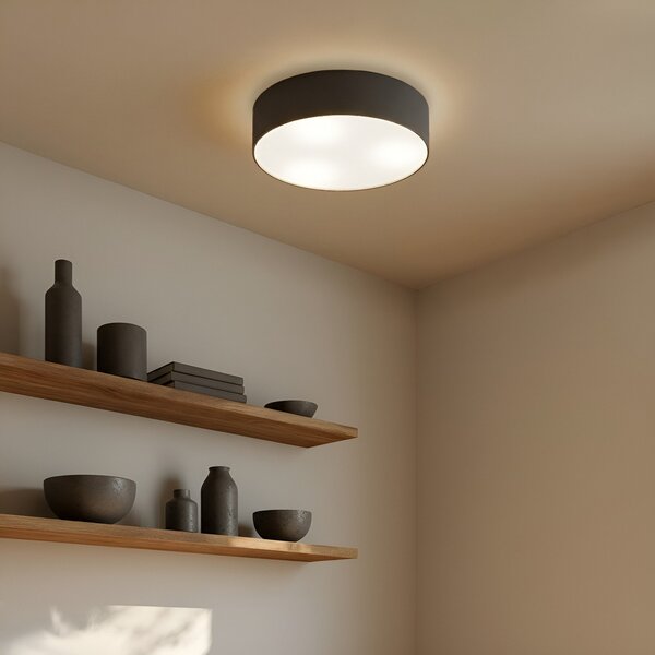 Lampa Sufitowa Lindby, Sebatin, ściemnialny, szary, sypialnia, tkanina | tekstylia, nowoczesny