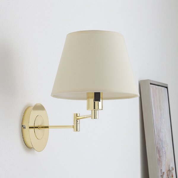 Lampa Ścienna Lindby, POLA, złoty | mosiężny, salon, tkanina | tekstylia, nowoczesny