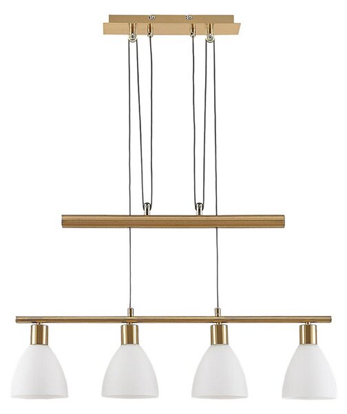 Lampa Wisząca Lindby, Simeon, ściemnialny, złoty | mosiężny, salon, szkło, nowoczesny